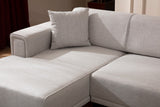 Corner sofa with sleeping function on the left horizon ecru