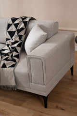 Corner sofa with sleeping function on the left horizon ecru