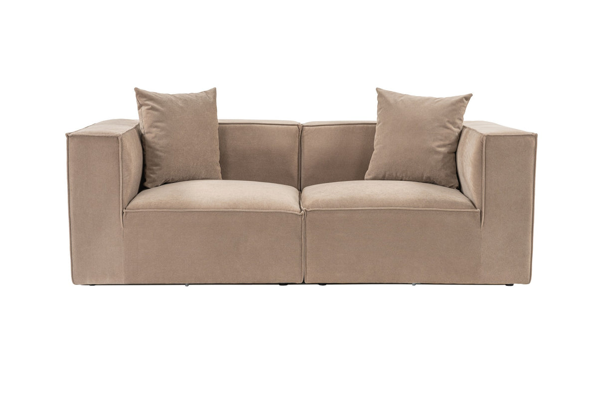 Modular XXL 2-seater sofa Sora 220 cm wide in Cappuccino linen 