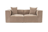 Modular XXL 2-seater sofa Sora 220 cm wide in Cappuccino linen 