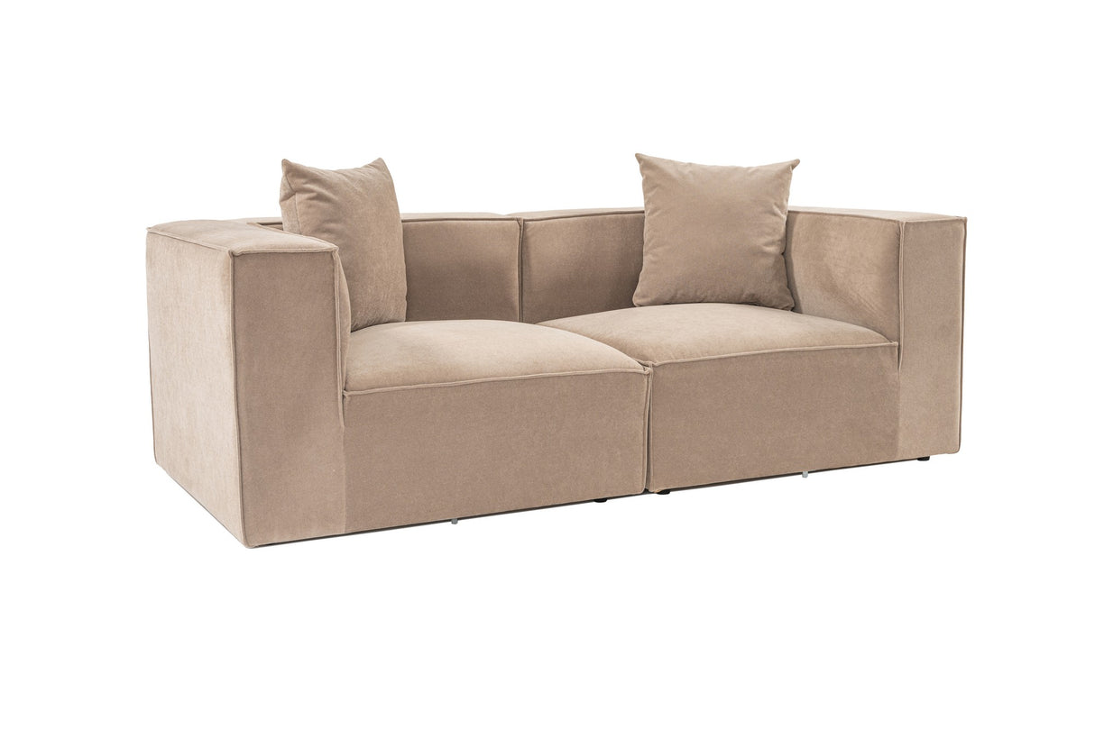 Modular XXL 2-seater sofa Sora 220 cm wide in Cappuccino linen 