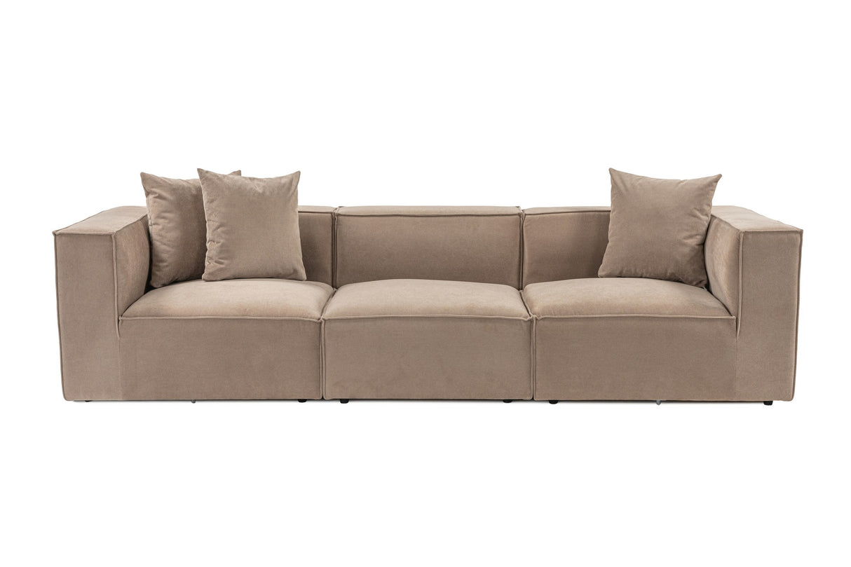Modular XXL 3-seater sofa Sora 325 cm wide in Cappuccino linen 