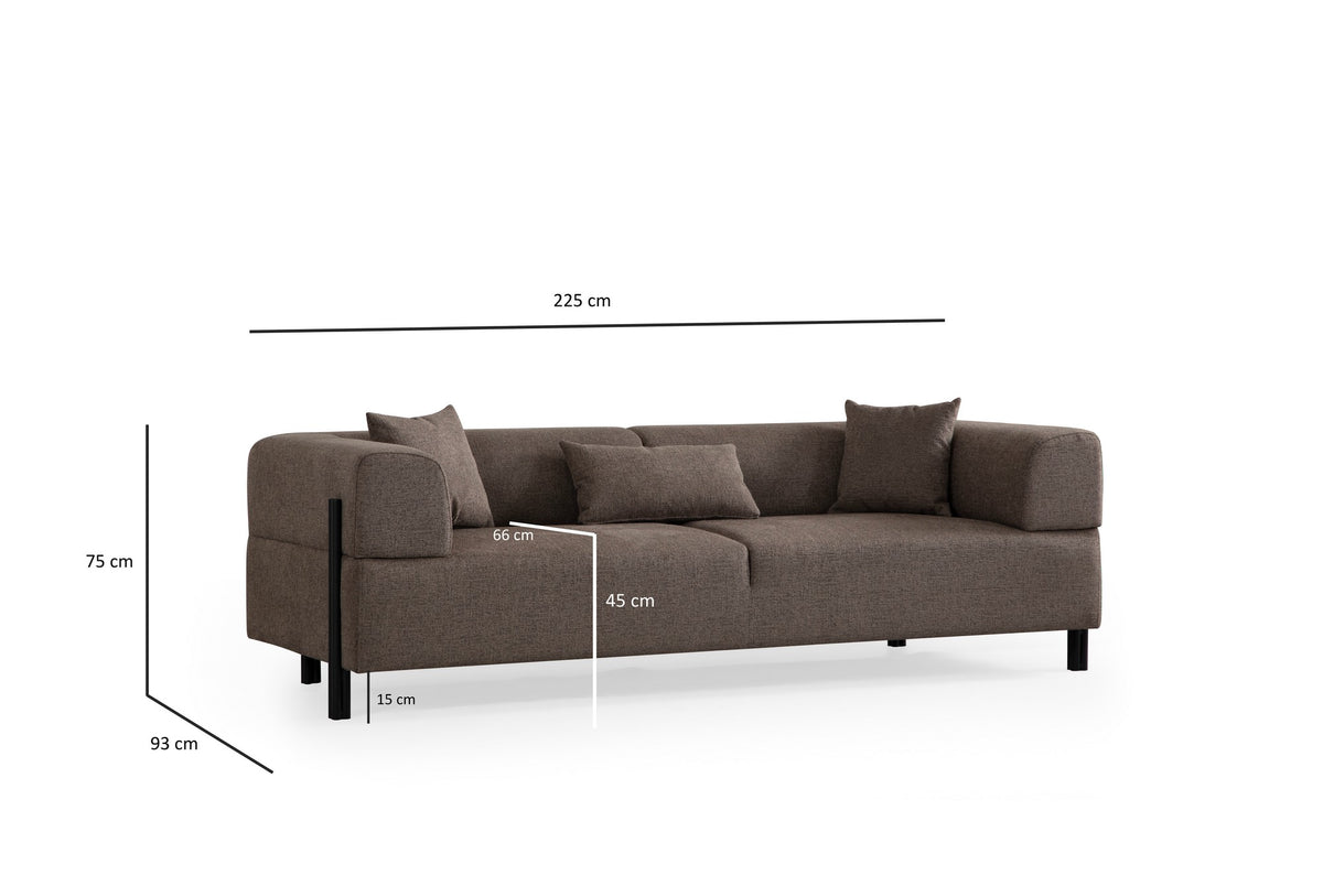Sofas - 3-seater sofa Gio Brown - Dimehouse