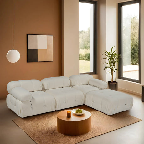 Modular XXL corner sofa Bubble with ottoman - bouclé white 