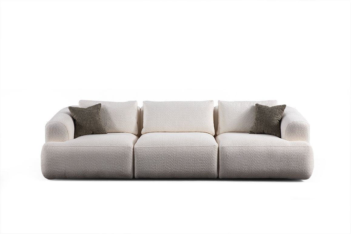 Sofia 3-seater sofa white 290 cm 100% polyester