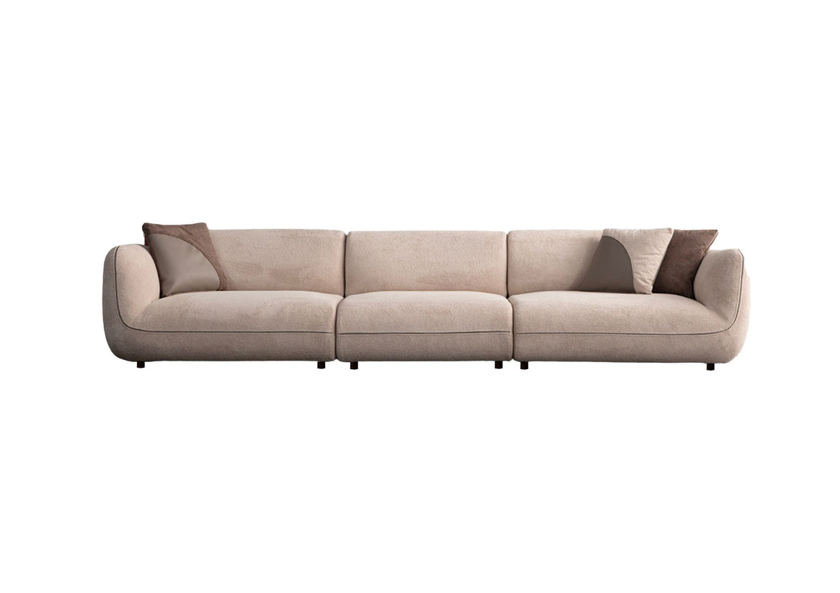 Pavia 3-seater sofa in cream velvet 345 cm 100% polyester