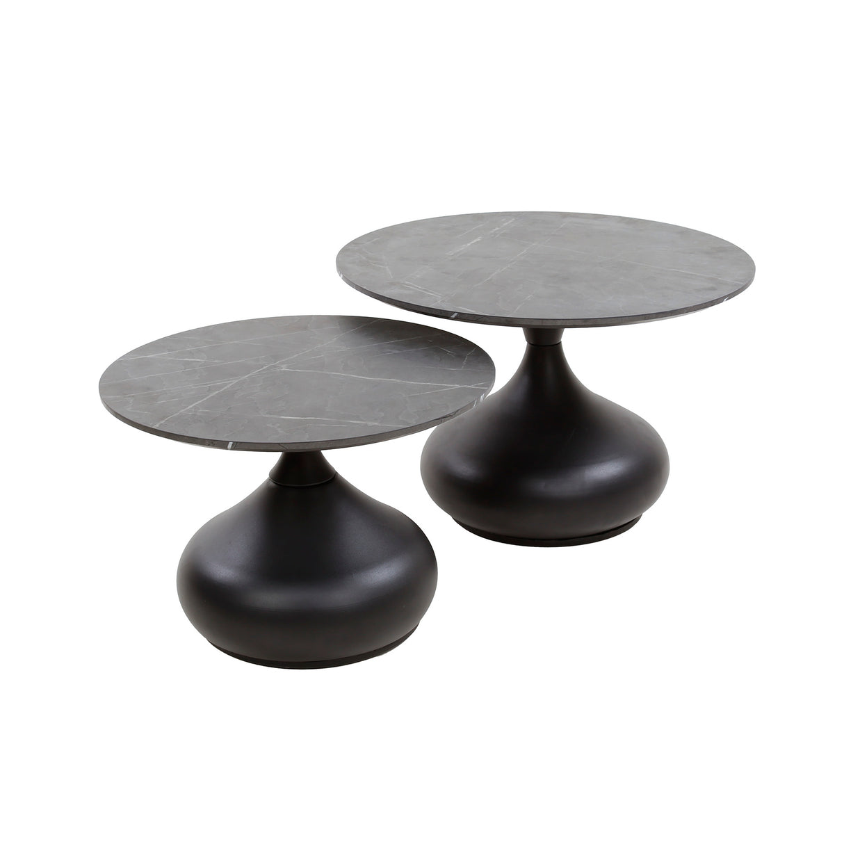 Drop Coffee Table Set of 2 3D Melamine Graphite Ø60-Ø50 