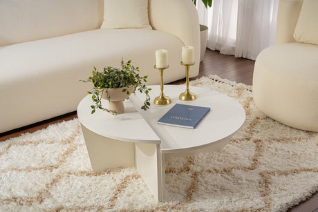 Round Coffee Table Wood White 85 cm Wood-look Melamine Orin 