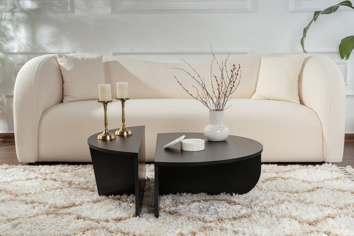 Round Coffee Table Black Tiered Melamine 85 cm Orin 
