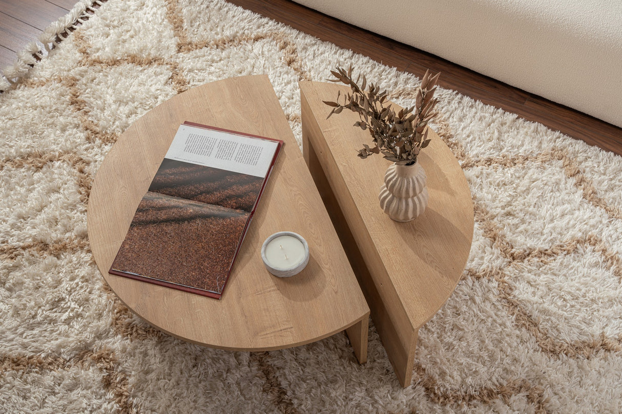 Round Coffee Table Natural 85 cm Melamine Orin 