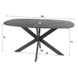 Dining table Mysha Danish Oval Melamine Black 150x90 cm