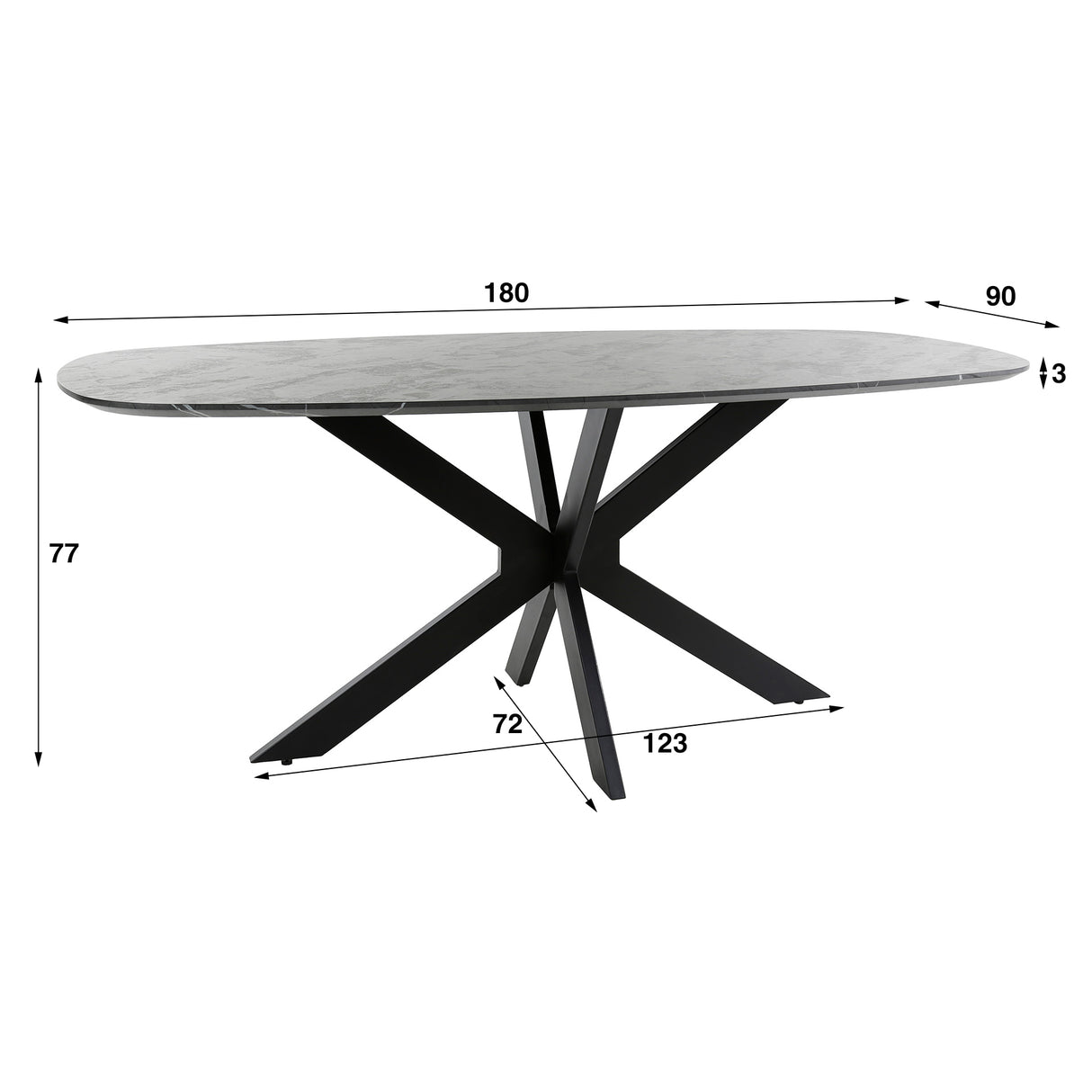 Dining Table Mysha Danish Oval Melamine 180x90 cm