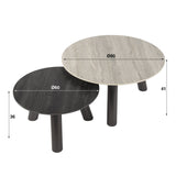 Faro Ø80 Ceramic travertine coffee table set of 2 