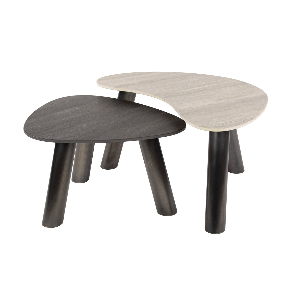 Dune coffee table set organic Ceramic travertine set of 2 