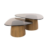 Set of 2 Marea triangular coffee tables bronze glass 91x71 cm 
