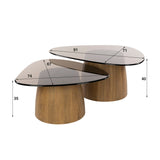 Set of 2 Marea triangular coffee tables bronze glass 91x71 cm 