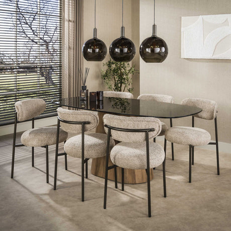Eettafel - Deens ovale eettafel bruin rookglas eikenhout - look frame Thor 215 cm - Dimehouse