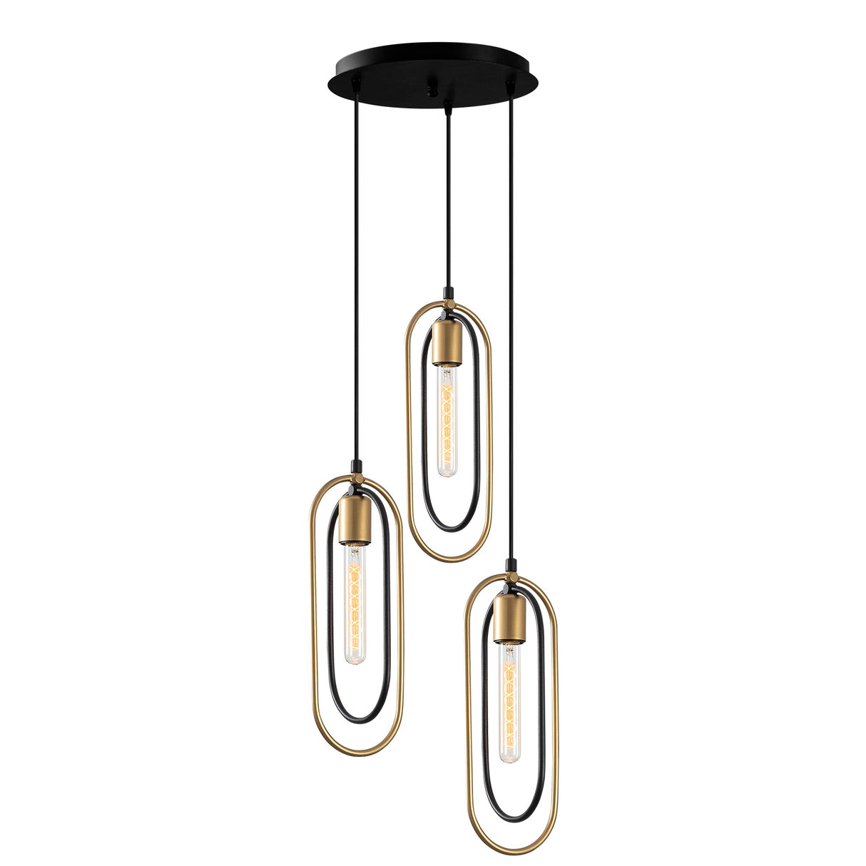 Pendant lamp 3-light Black Gold Metal Dune 