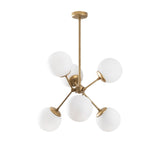 Chandelier 6-light Gold Glass Sereno 