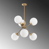 Chandelier 6-light Gold Glass Sereno 