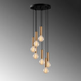 7-light Pendant Lamp Tiered Bronze-colored Metal Scarlet 