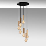 7-light Pendant Lamp Tiered Bronze-colored Metal Scarlet 
