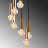 7-light Pendant Lamp Tiered Bronze-colored Metal Scarlet 
