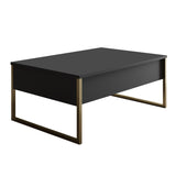 Rectangular Coffee Table Anthracite Luxe 90x60 - Gold Frame