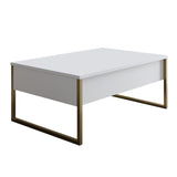 Rectangular Coffee Table White Luxury 90x60 - Gold Frame