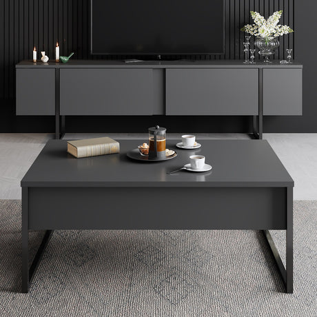 Rectangular Coffee Table Anthracite Luxe 90x60 - Black Frame