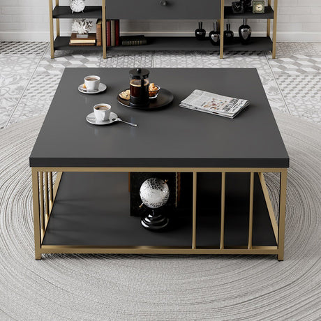 Square Coffee Table Anthracite Zenn 90x90 - Gold Frame