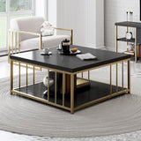 Square Coffee Table Anthracite Zenn 90x90 - Gold Frame