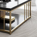 Square Coffee Table Anthracite Zenn 90x90 - Gold Frame
