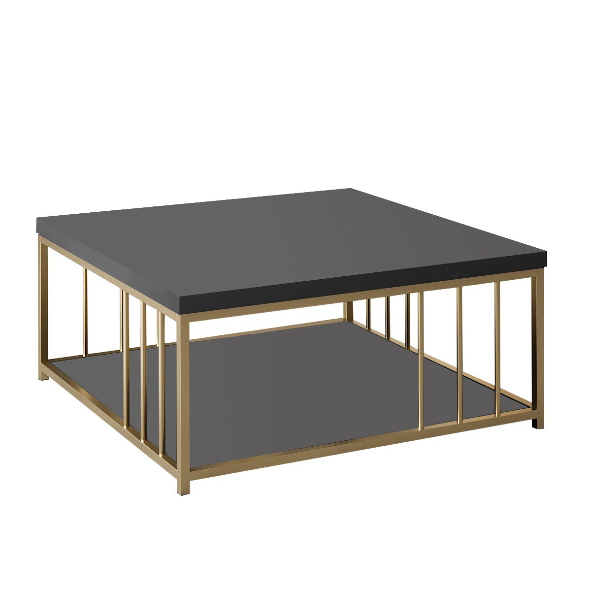 Square Coffee Table Anthracite Zenn 90x90 - Gold Frame