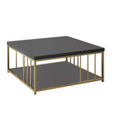 Square Coffee Table Anthracite Zenn 90x90 - Gold Frame