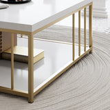 Square Coffee Table White Zenn 90x90 - Gold Frame