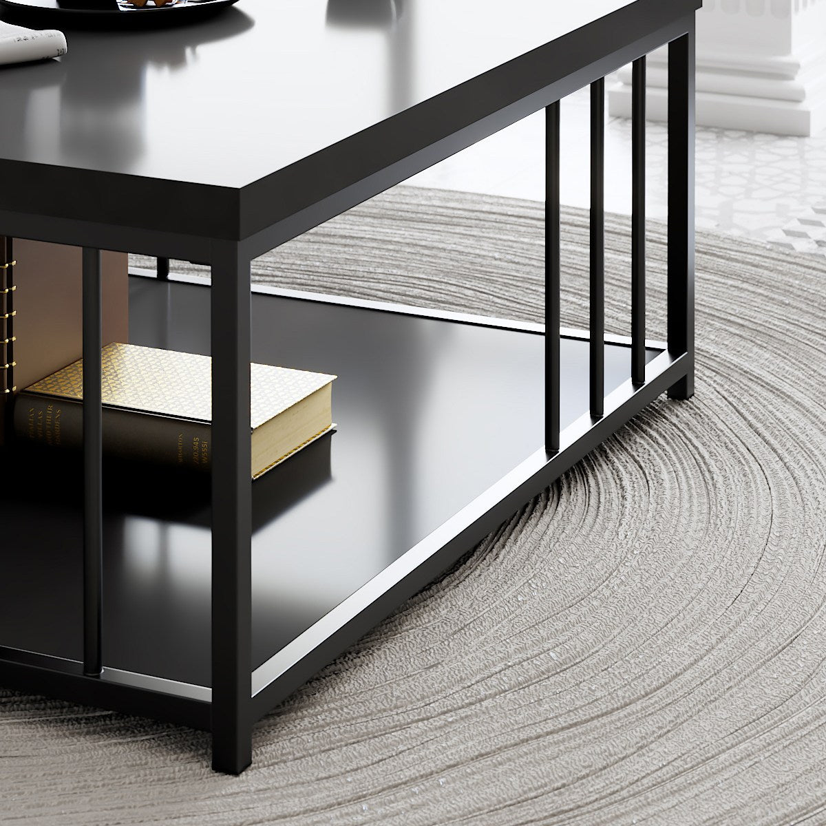 Square Coffee Table Anthracite Zenn 90x90 - Black Frame