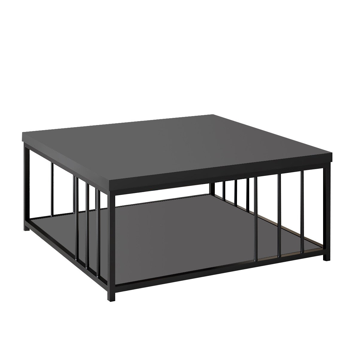 Square Coffee Table Anthracite Zenn 90x90 - Black Frame