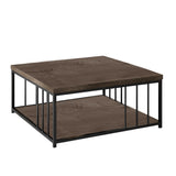 Square Coffee Table Walnut Zenn 90x90 - Black Frame