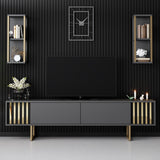 TV furniture set Gold Line Anthracite Black Melamine 180x48x30 cm