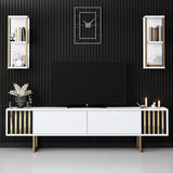 TV furniture set Gold Line White Black Melamine 180x48x30 cm