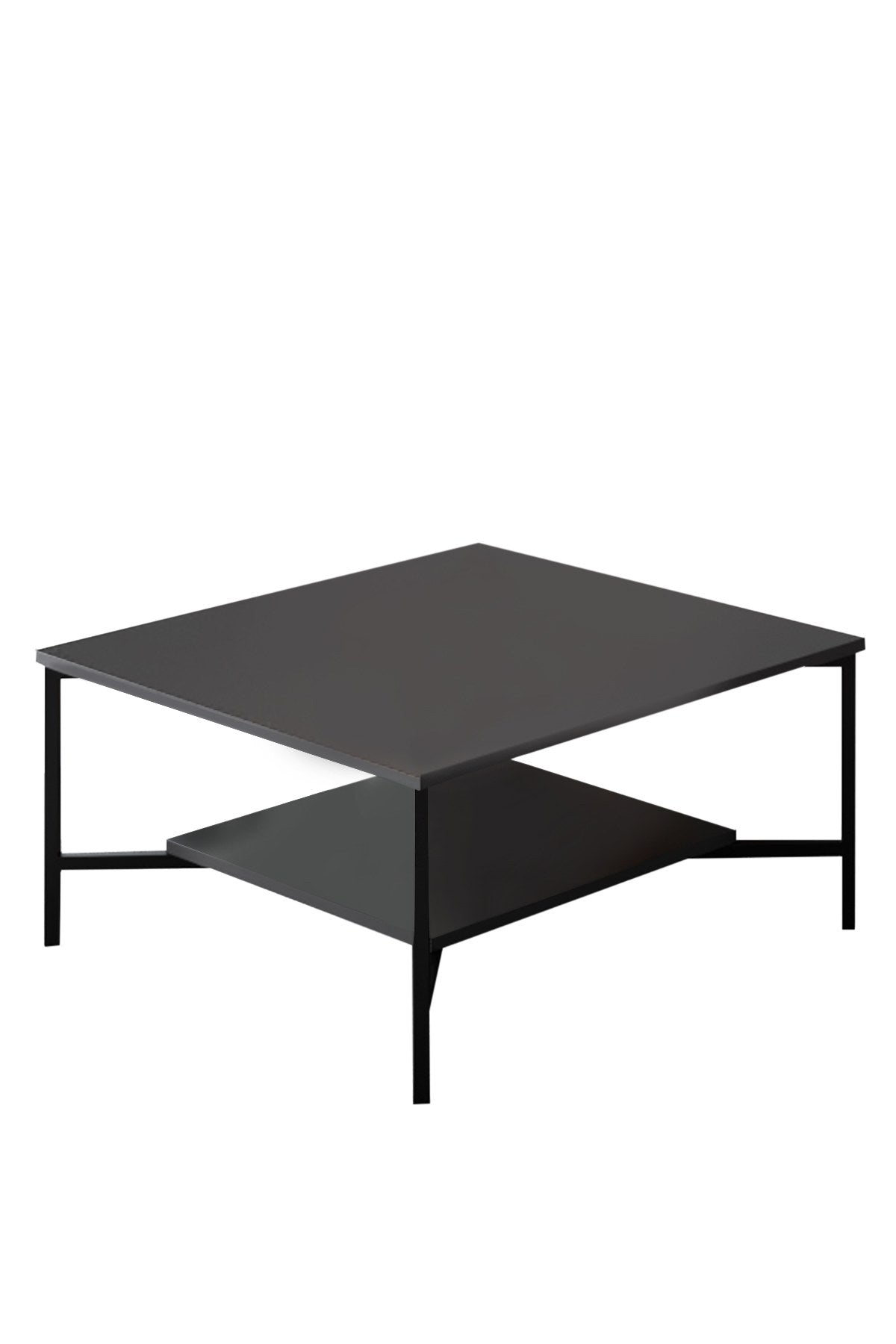 Square Coffee Table Anthracite Black Line 80x80 - Black Frame