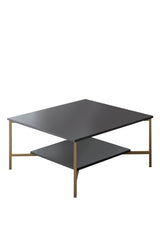 Square Coffee Table Anthracite Gold Line 80x80 - Gold Frame