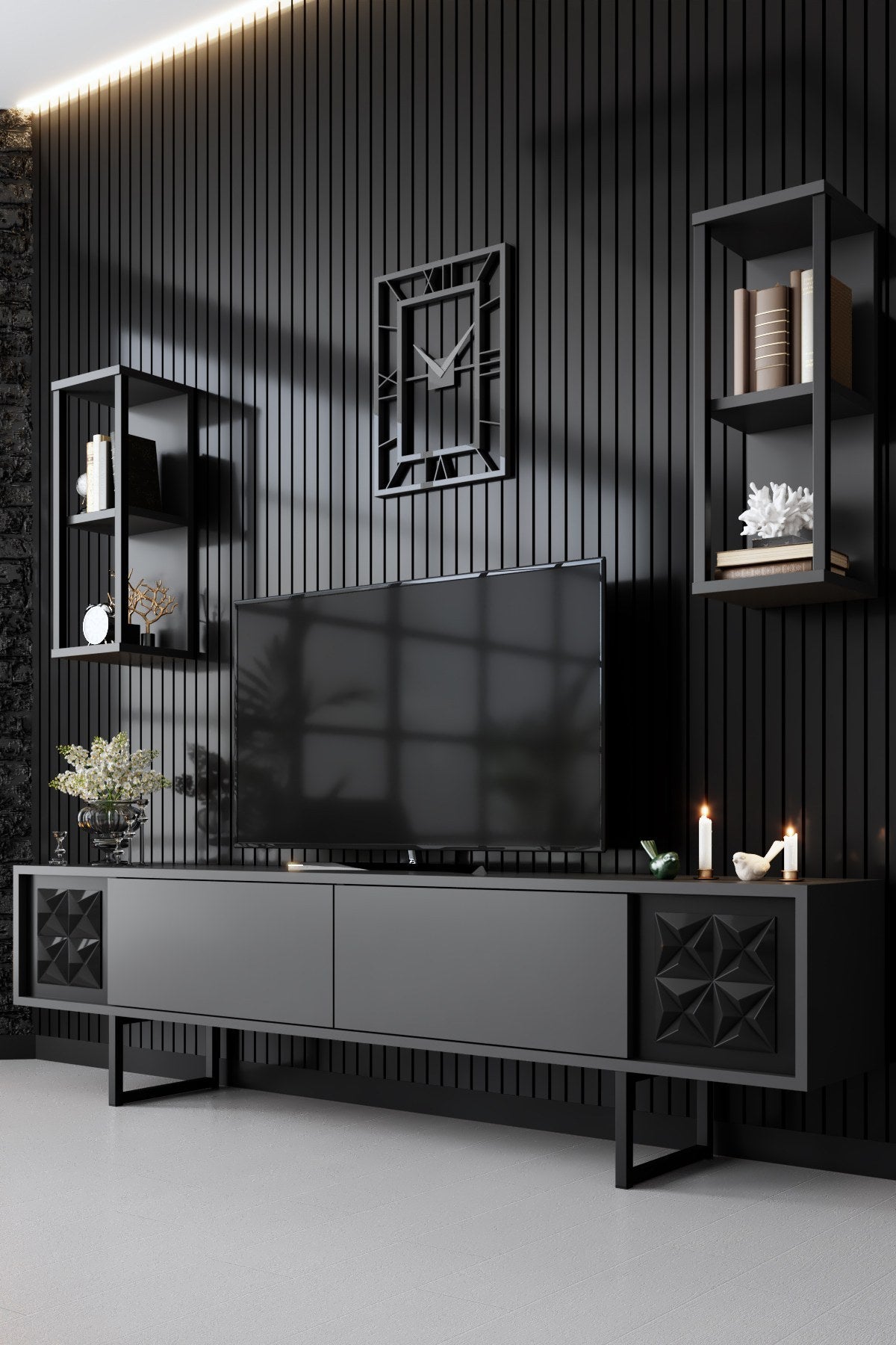 Furniture Set Anthracite-Black - Black Line - Coffee Table + TV Furniture
