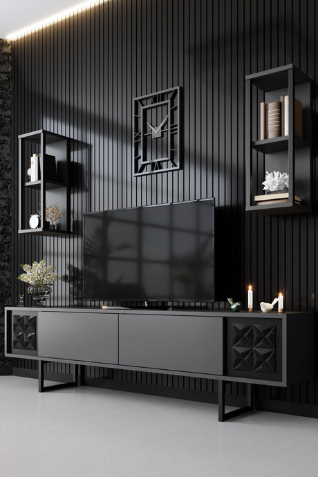 Furniture Set Anthracite-Black - Black Line - Coffee Table + TV Furniture
