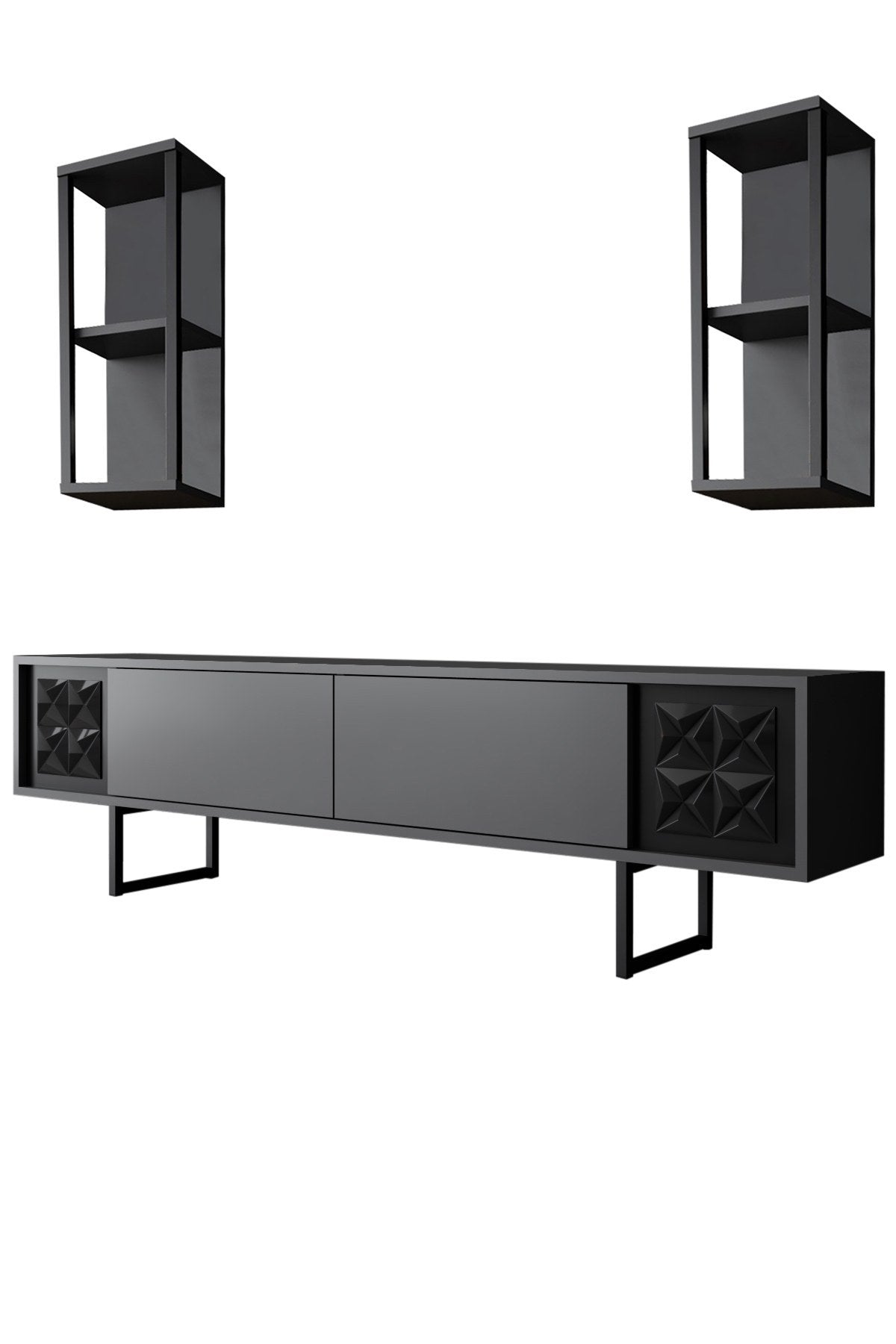 Furniture Set Anthracite-Black - Black Line - Coffee Table + TV Furniture