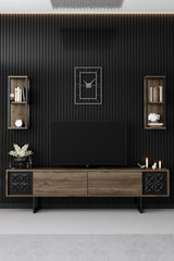 Furniture Set Walnut-Black - Black Line - Coffee Table + TV Furniture