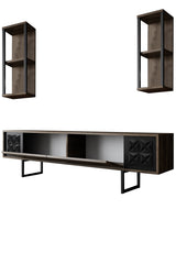 Furniture Set Walnut-Black - Black Line - Coffee Table + TV Furniture