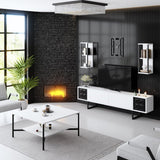 Furniture Set White-Black - Black Line - Coffee Table + TV Furniture