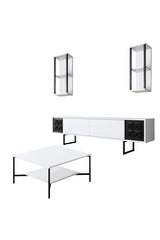 Furniture Set White-Black - Black Line - Coffee Table + TV Furniture